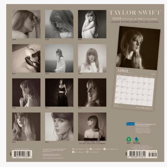 Taylor Swift Official 2026 12 X 24 Inch (Hanging) Monthly Square Wall Calendar - Picture 6 of 8